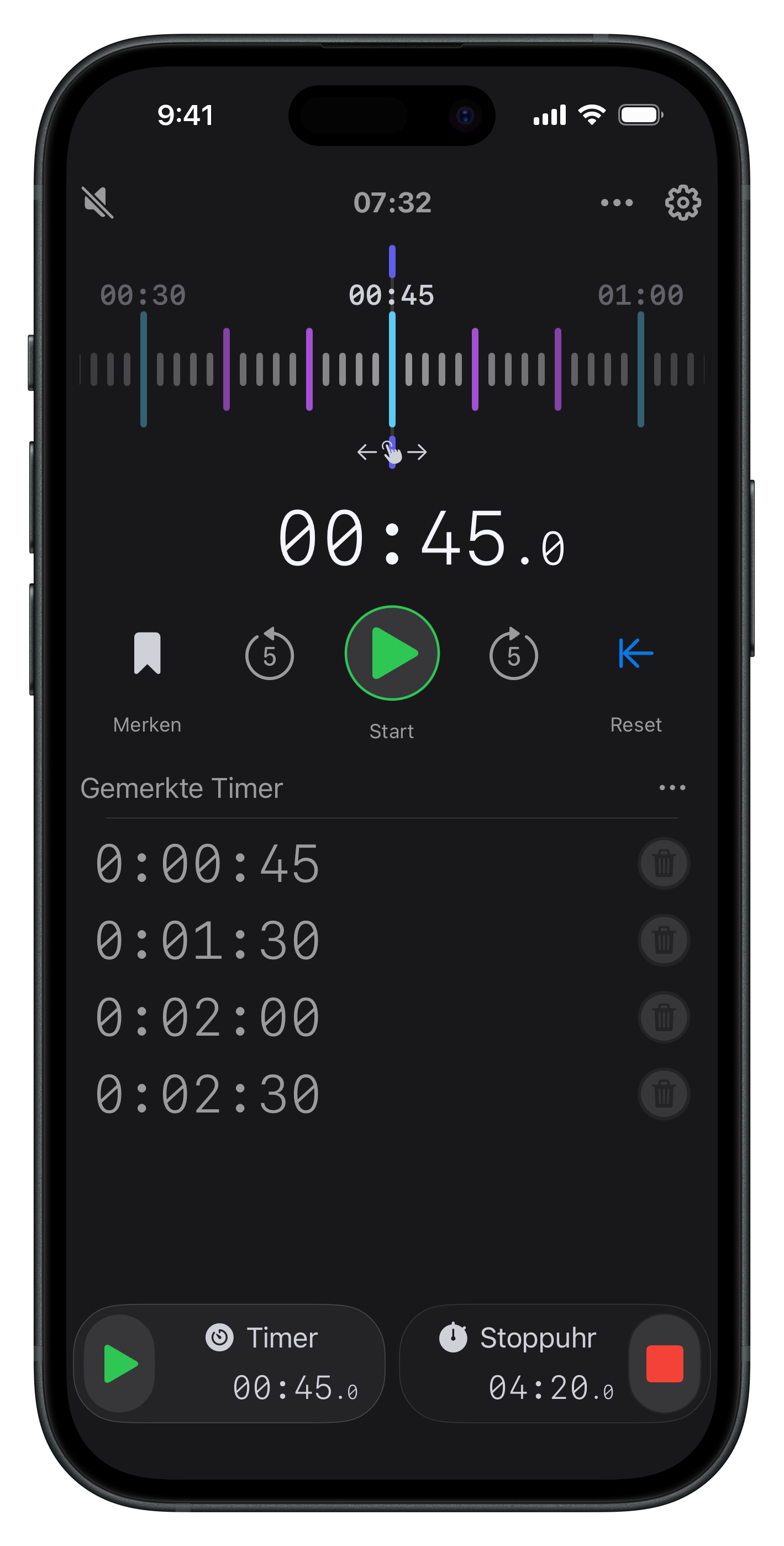 Phone frame with a screenshot of the app